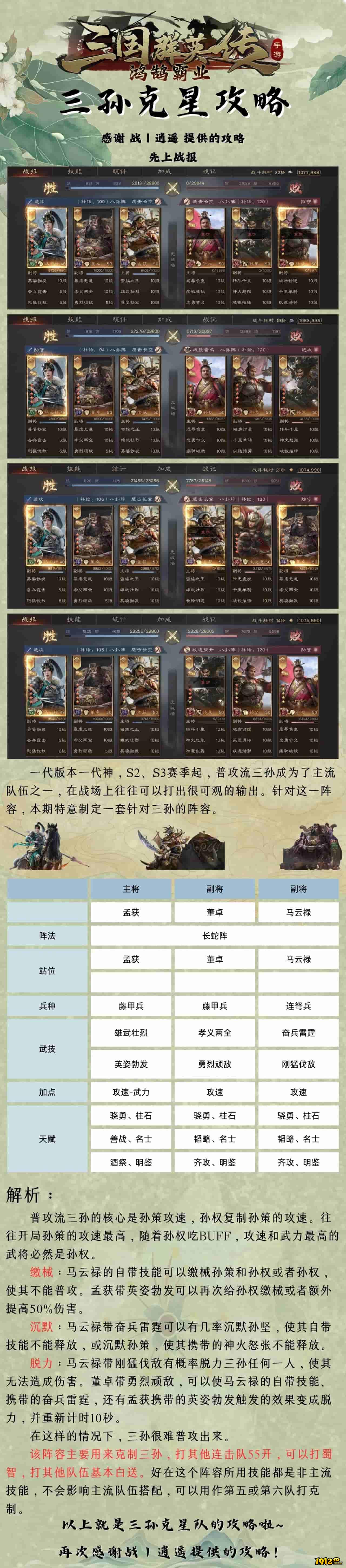 1912yx《三国群英传:鸿鹄霸业》三孙克星攻略 1912yx《三国群英传:鸿鹄霸业》三孙克星攻略